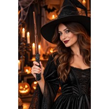 Dodomar Halloween Cadı Asası 45 cm Siyah Kahverengi Büyücü Asası Cadılar Bayramı Kostüm Parti Aksesuarı