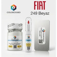 COLORGUARD FIAT 249 Beyaz Rötuş Seti - 2 si 1 Arada İğne ve Fırça Uçlu Şişe, Rötuş Pastası ve Rötuş Çeliği