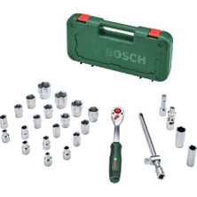 Aydogan's Bosch 1/2 Inç Cırcır, 25 Parçalı Set (Güçlü Mandal; 768 Nm'ye Kadar Yüksek Tork; Kilitleme Düğmesi; Sezgisel Yön Değişimi; Kavisli Boyun; Ergonomik Yumuşak Sap; 24 Aksesuar; Çanta)