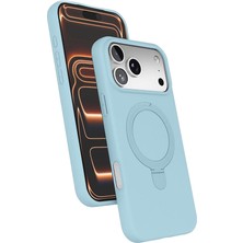 M.TK Moveteck iPhone 18 Pro Uyumlu Kılıf Magsafe Halkalı Extra Standlı Içi Kadife Yumuşak Renkli Silikon Samara Kapak - Burgundy