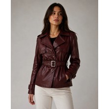 Velmora Leather Hakiki Deri Kadın-Ceket Astarlı-Kemerli