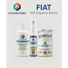 COLORGUARD FIAT 405 Okyanus Mavisi Rötuş Seti - 2 si 1 Arada İğne ve Fırça Uçlu Şişe, Solüsyon ve Rötuş Pastası