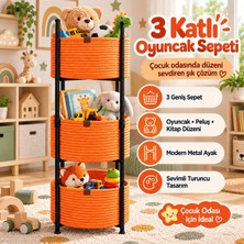 Elf Consept 3 Katlı Oyuncak Sepeti Çocuk Odası Oyuncak Düzenleyici Organizer Metal Ayaklı Tress Ip Saklama Sepeti