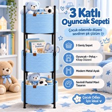 Elf Consept 3 Katlı Oyuncak Sepeti Çocuk Odası Oyuncak Düzenleyici Organizer Metal Ayaklı Tress Ip Saklama Sepeti
