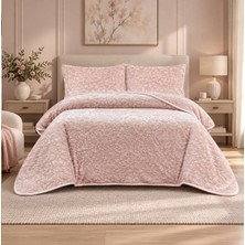 Lal Home Deco Lal Home Çift Kişilik Yatak Örtüsü Seti ve Battaniye Seti - Pudra Mbos
