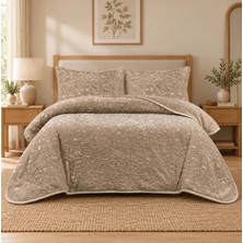 Lal Home Deco Lal Home Çift Kişilik Yatak Örtüsü Seti ve Battaniye Seti - Bej Mbos