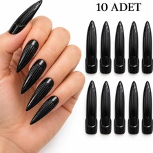 Marsilyan Siyah Plastik Cadı Takma Tırnak 10’lu Set