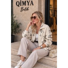 Qimya Butik Nox Kadın Astarsız Etek Ucu Tünelli Full El Işi Boncuk Işlemeli Premium Kısa Ceket