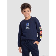 Lc Waikiki Yeni Sezon Lacivert Sonic Baskılı Erkek Çocuk Sweatshirt