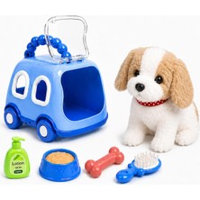 Happy Trend Sesli Işıklı Yürüyen Hareketli Köpek Kedi Tavşan Taşıma Çantalı Aksesuarlı Set Taşınabilir Çanta Emekleme Oyuncağı Aksesuarlı Çocuklar Için Eğitici Hayvan Sevgisi (Mavi-Köpek)