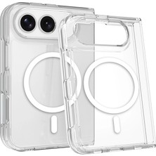 Apple iPhone Duo Kılıf Zore M-Safe Şarj Özellikli Şeffaf Kamera Çerçeveli Uts Pc Kapak