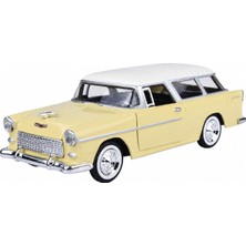 Happy Trend 1:24 1955 Chevy Bel Air Nomad Die-Cast Metal Model Araba, Koleksiyonluk Klasik Amerikan Otomobili MM-73248 (Sarı)
