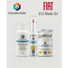 COLORGUARD FIAT 612 Mistik Gri Rötuş Seti - 2 si 1 Arada İğne ve Fırça Uçlu Şişe, Solüsyon ve Rötuş Pastası