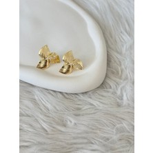 Revoia Trio Dokulu Yaprak Gold Küpe