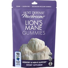 Host Defense Lion's Mane Gummies, Nervous System Support, 90 Gummies Brain Health Support, Mushroom Supplement To Support Focus, Memory Function
