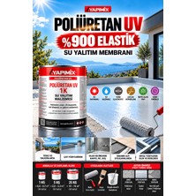 Yapımix Polymıx Uv Gri – Poliüretan Esaslı Uv Dayanımlı Tek Bileşenli Su Yalıtım Malzemesi – Teras, Balkon ve Çatı Izolasyonu - Beton, Seramik, Metal Ahşap Yüzeylerde Kullanılabilir.