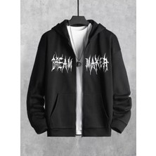 Nigrum Pardus Nıgrum Pardus Kapüşonlu Fermuarlı Dream Maker Tribal Baskılı %100 Pamuk Büyük Beden Erkek Hip Hop Sweatshırt