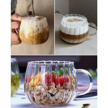 Hvc Ticaret 1 Adet Cam Latte Kupası Çay Kahve Kupası Meşrubat Bardağı 400 ml