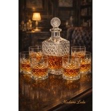 Madame Luda Lüx Üst Kalite 7 Parça Karaf Şişe Sürahi & 6 Viski Bardağı Seti-(1.25 Litre Karaf Sürahi + 340 ml 6 Adet Viski Bardağı)