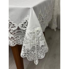 Ulu Pazarlama Masa Örtüsü Yemek Takımı 12 Kişilik 26 Parça Fransız Dantelli - Ekru1