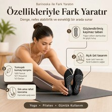 Ulu Pazarlama Kaymaz Taban 6'lı Yoga ve Pilates Çorabı Siyah Kadın, Silikon Tabanlı Nefes Alabilir Bilek Bantlı Çorap, Ev Yoga Pilates Trambolin Umre Için