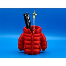 Ulu Pazarlama 3D Baskı Şişme Mont Kalemlik - Masaüstü Organizer-Kırmızı