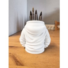 Ulu Pazarlama 3D Baskı Kapüşonlu Sweatshirt Kalemlik - Masaüstü Organizer-Beyaz