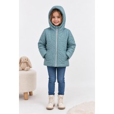 Merdia Kids Kurdele Desenli Su ve Rüzgar Geçirmez Kız Çocuk Mont
