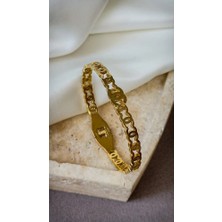 Dore Collection Marka Model Kelepçe Bilezik - 316L Paslanmaz Çelik Kadın Gold Kelepçe Bileklik Luxury Tasarım
