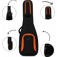 Erga Müzik Profesyonel Kalın Klasik Gitar Kılıfı-Çantası - Siyah - Turuncu 1900 Denye Lüx Kumaş - %100 Su Geçirmez