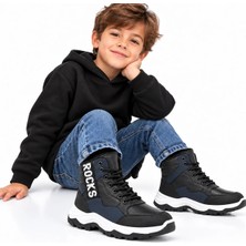 Bay Emir Siyah-Lacivert 6-9 Yaş Erkek Çocuk Outdoor Su Geçirmez Bot