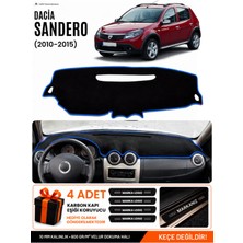 E-BİZ Dacıa Sandero (2010-2015) Uyumlu Torpido Koruma, Torpido Örtüsü, Torpido Kılıfı - Siyah-Mavi - DA005