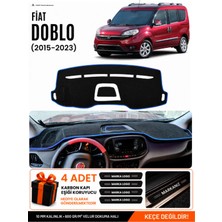 E-BİZ Fıat Doblo (2015-2023) Uyumlu Torpido Koruma, Torpido Örtüsü, Torpido Kılıfı - Siyah-Mavi - FI009