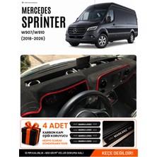 E-BİZ Mercedes Sprinter W907-W910 (2018-2026) Uyumlu Torpido Örtüsü - Siyah-Kırmızı - MB021