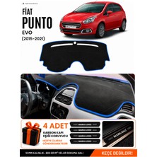 E-BİZ Fıat Punto Evo (2015-2021) Uyumlu Torpido Örtüsü, Torpido Kılıfı - Siyah-Mavi - FI017
