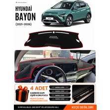 E-BİZ Hyundai Bayon (2021-2026) Uyumlu Torpido Örtüsü, Torpido Kılıfı - Siyah-Kırmızı - HU012
