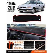 E-BİZ Toyota Carına E T190 Airbagsiz (1992-1997) Uyumlu Torpido Örtüsü - Siyah-Kırmızı - TO009