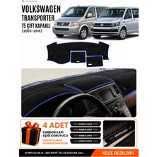 E-BİZ Volkswagen Transporter T5 Çift Kapaklı (2003-2016) Uyumlu Torpido Örtüsü - Siyah-Mavi - VW027-1