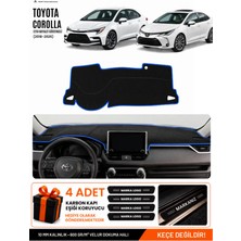 E-BİZ Toyota Corolla E210 Hayalet Göstergeli (2018-2026) Uyumlu Torpido Örtüsü - Siyah-Mavi - TO017
