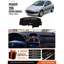 E-BİZ Peugeot 206 Büyük Ekranlı (1998-2009) Uyumlu Torpido Örtüsü - Siyah-Kahverengi - PE002