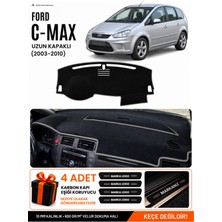 E-BİZ Ford C-Max (2003-2010) Uzun Kapaklı Uyumlu Torpido Örtüsü, Torpido Kılıfı - Siyah-Gri - FO002