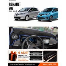 E-BİZ Renault Zoe (2012-2024) Uyumlu Torpido Koruma, Torpido Örtüsü, Torpido Kılıfı - Siyah-Mavi - RE051