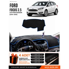 E-BİZ Ford Focus 3.5 Station Wagon (2014-2018) Uyumlu Torpido Örtüsü, Torpido Kılıfı - Siyah-Mavi - FO012