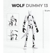 M&D Design Wolf Dummy 13 Hareketli Eklemli Aksiyon Figürü 15 cm 3D Baskı Kurt Modeli (Beyaz)