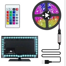 Ledon Uzaktan Kumandalı RGB Renkli LED Şerit Seti - TV Arkası Ambiyans Aydınlatması, 5V Su Geçirmez, 3 Metre
