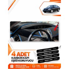 E-BİZ Nissan Primera P12 (2001-2004) Uyumlu Ön Torpido Koruma Kılıfı Halısı Örtüsü - Siyah-Mavi - NI015