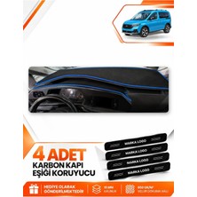 E-BİZ Ford Tourneo Connect (2023-2026) Uyumlu Ön Torpido Koruma Kılıfı Halısı Örtüsü - Siyah-Mavi - FO024
