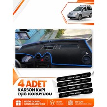 E-BİZ Volkswagen Caddy (2004-2010) Uyumlu Ön Torpido Koruma Kılıfı Halısı Örtüsü - Siyah-Mavi - VW002