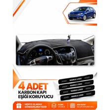 E-BİZ Ford Focus 3.5 Hatchback (2014-2018) Uyumlu Ön Torpido Koruma Kılıfı Halısı - Siyah-Gri - FO012