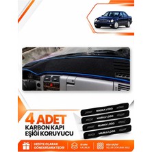 E-BİZ Mercedes W210 E200 (1995-2002) Uyumlu Ön Torpido Koruma Kılıfı Halısı Örtüsü - Siyah-Mavi - MB012
